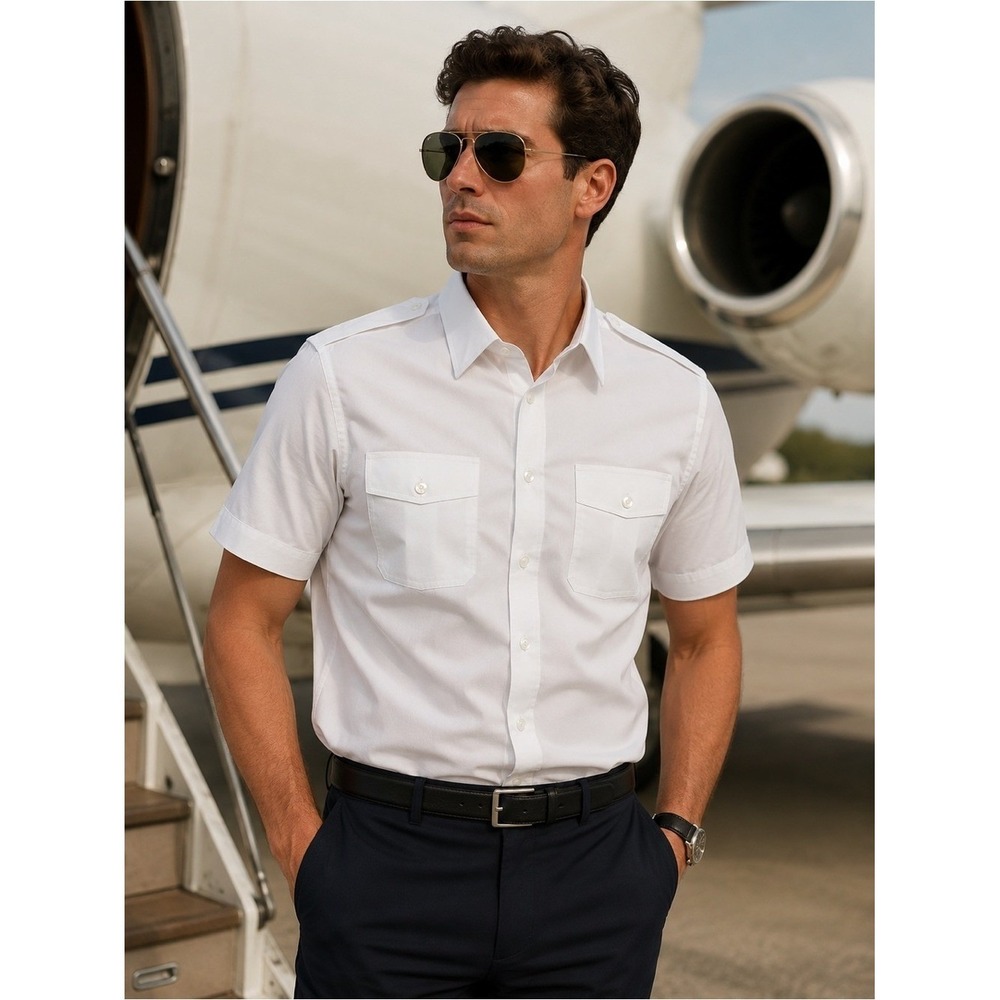 NetJets by Brooks Brothers White Short-Sleeve Button-Down Shirts (5)